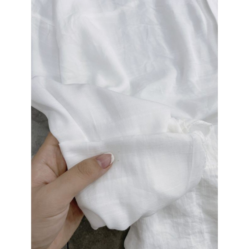 Set Áo sơ mi vải đũi quần sooc trắng ⚡Ảnh thật trải sàn⚡