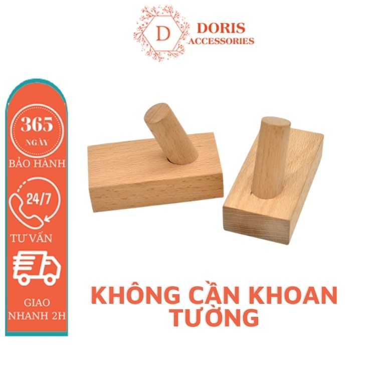 Móc treo gỗ gắn tường loại 1 đa năng , chìa khóa, decor trang trí phòng ngủ, shop quần áo DORIS ACCESSORIES