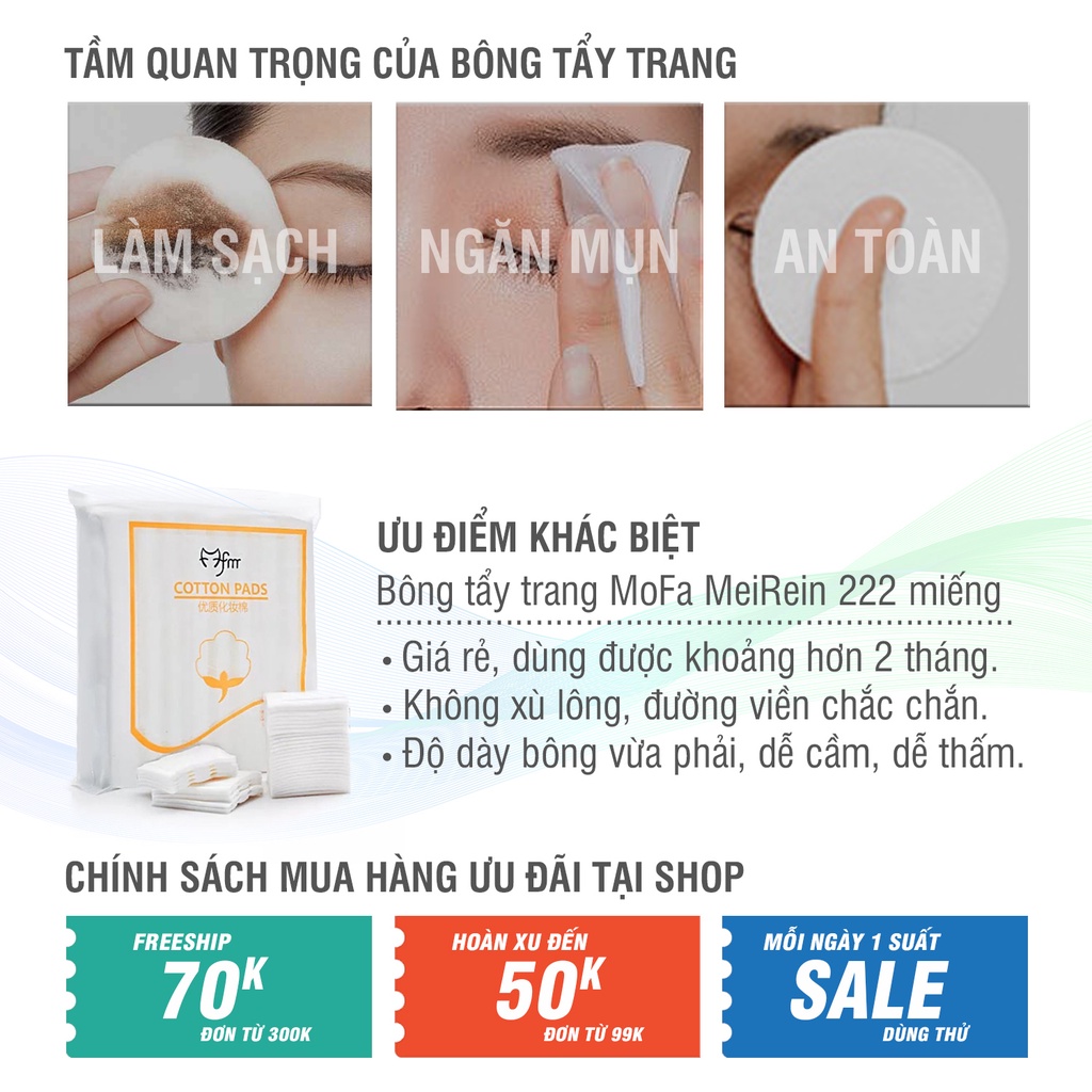 Bông tẩy trang MoFa MeiRen (222 miếng) - Siêu tiết kiệm