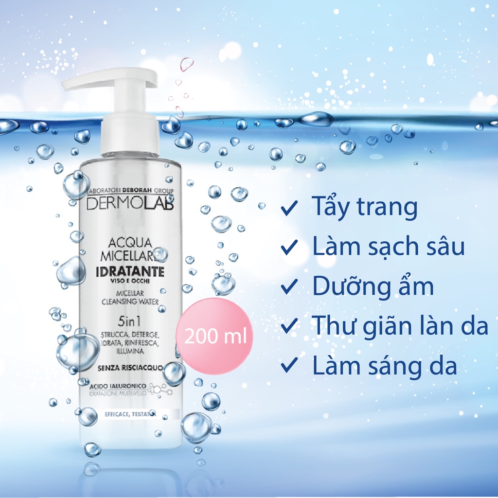 Nước tẩy trang siêu dưỡng ẩm DERMOLAB Micellar Cleansing Water 200ml phù hợp cho mọi loại da - GINA BEAUTY PP Chính Hãng | BigBuy360 - bigbuy360.vn