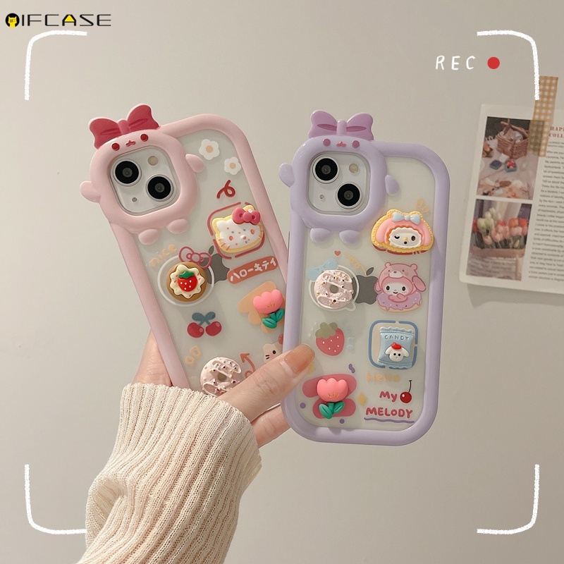 Ốp Điện Thoại Mềm Trong Suốt Họa Tiết Hello Kitty 3D Cho iPhone 13 12 11 Pro Max