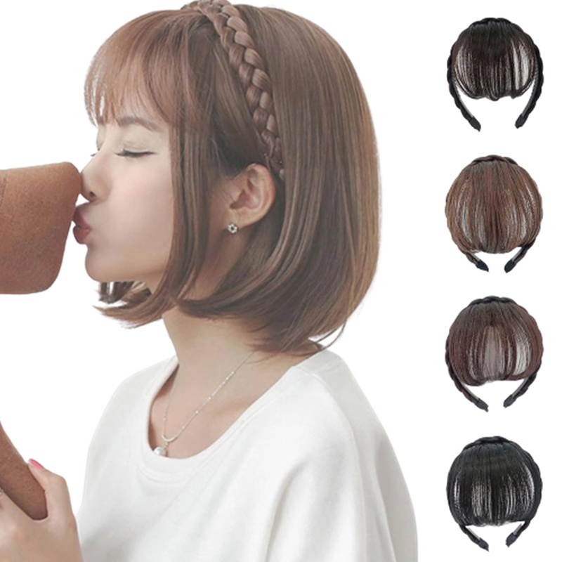 Dây Buộc Tóc Mái Giả 4 Màu Sắc Sợi Tổng Hợp Hợp Thời Trang Xinh Xắn Cho Nữ