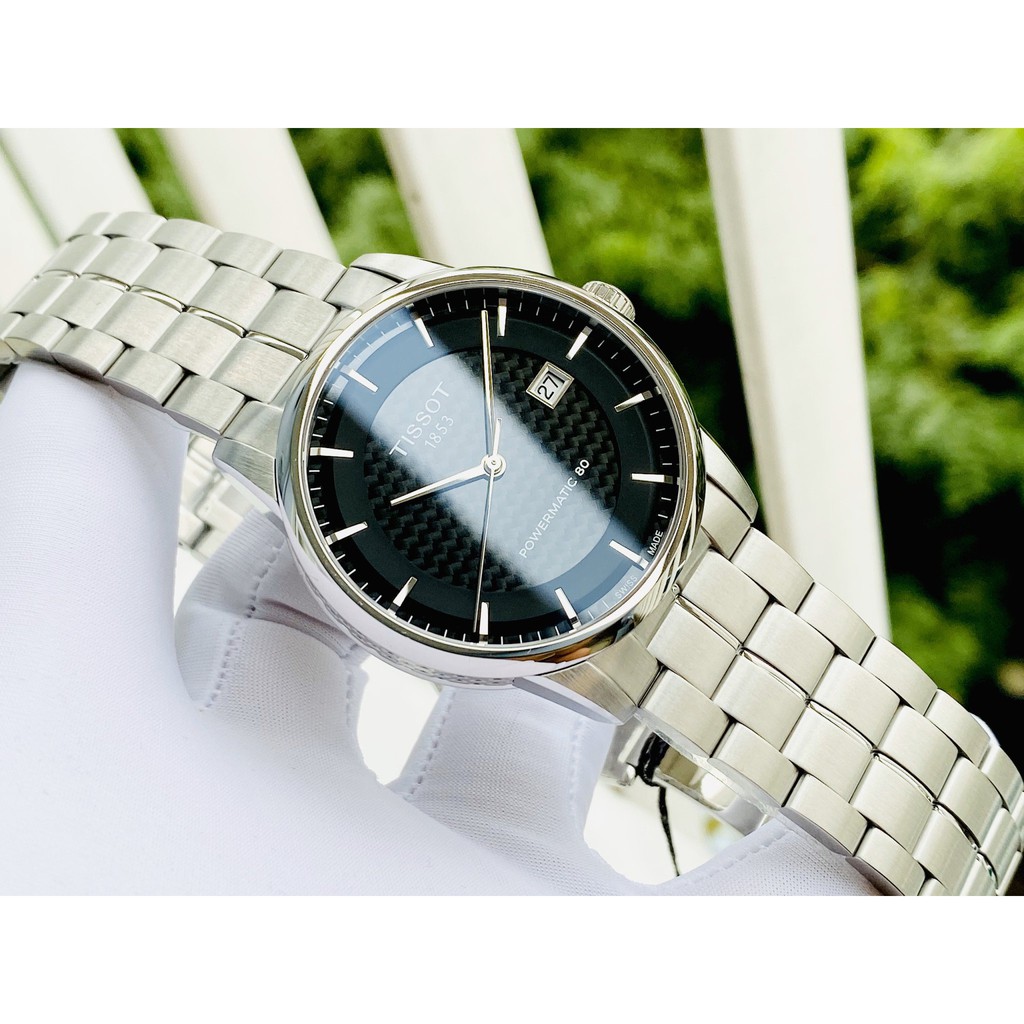 Đồng hồ nam cao cấp Tissot Luxury Powermatic 80 Black Carbon.