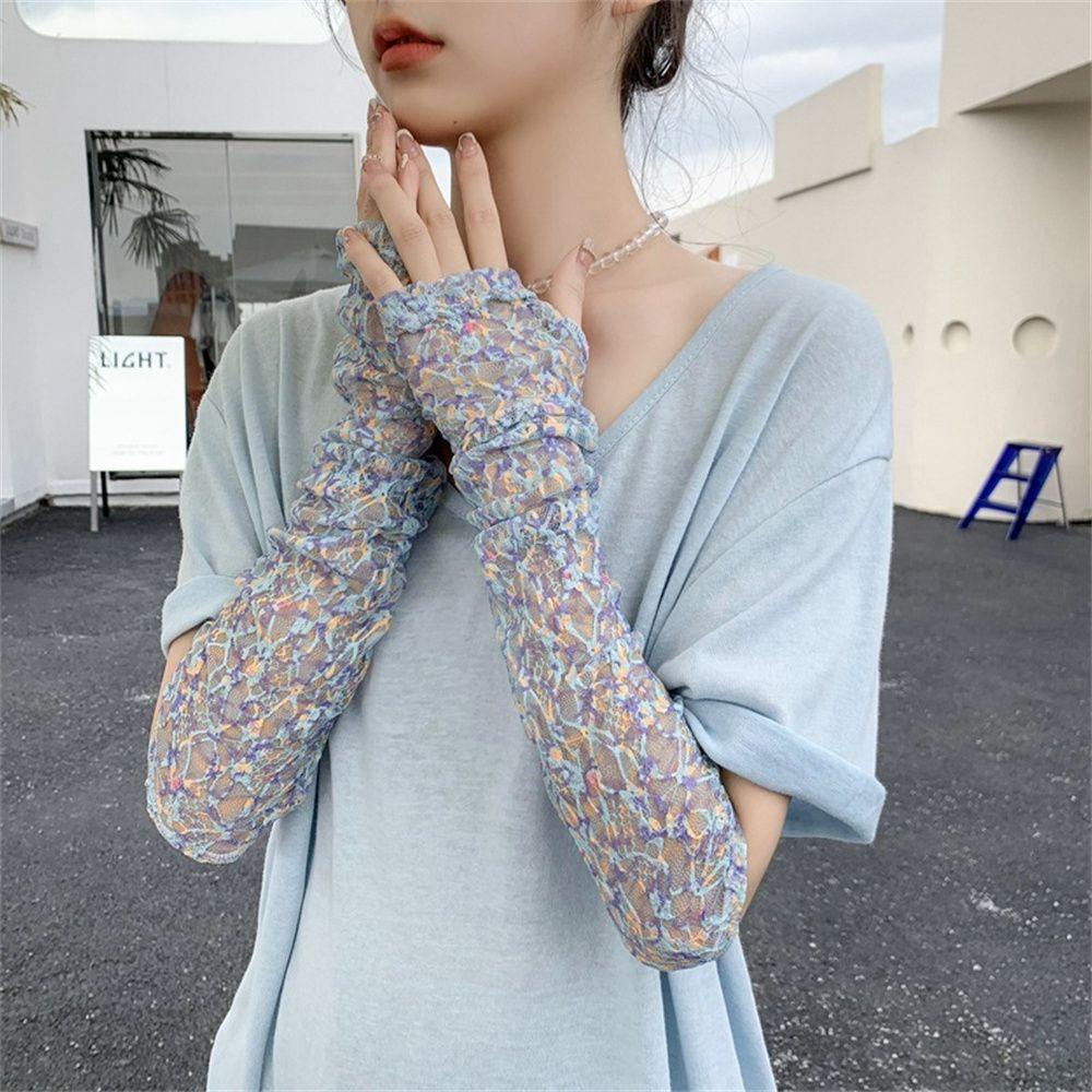 MUVAKO Găng Tay Chống Nắng Và Tia UV Bằng Lụa Lạnh Dáng Rộng Dành Cho Bạn Nữ Lái Xe Thể Thao Ngoài