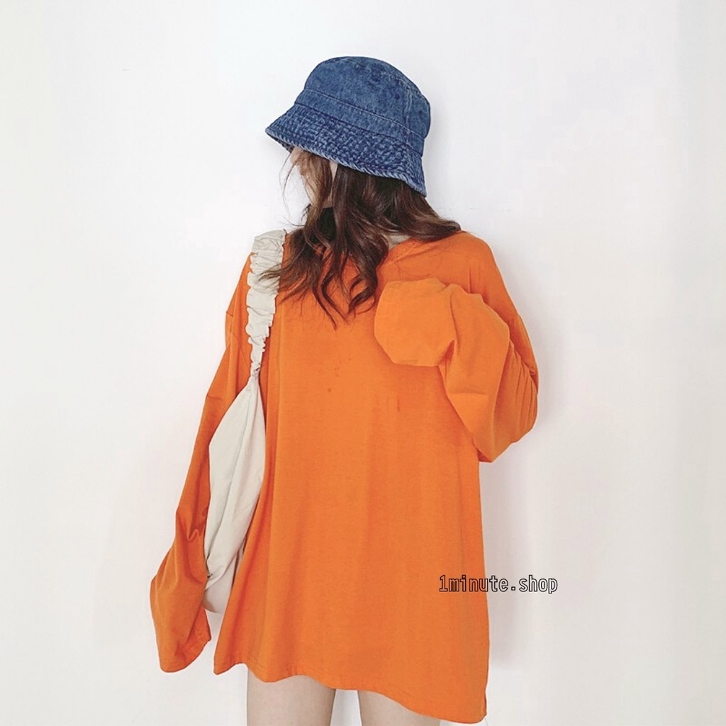 Áo thun tay dài trơn unisex phong cách ulzzang form rộng (Đủ màu) - Áo phông trơn dài tay unisex 1Minute ATU012