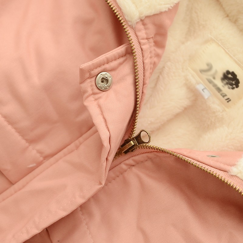 Áo Khoác Vải Cashmere Phối Nhung Dày Kiểu Nhật Bản Thời Trang Mùa Đông Cho Nữ