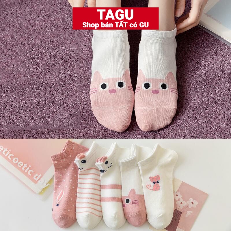 Tất vớ nữ nam cổ ngắn trắng giấy lười dễ thương hàn quốc đẹp TAGU chân thấp nhún đủ màu trơn đen, đỏ, vàng, xám, xanh