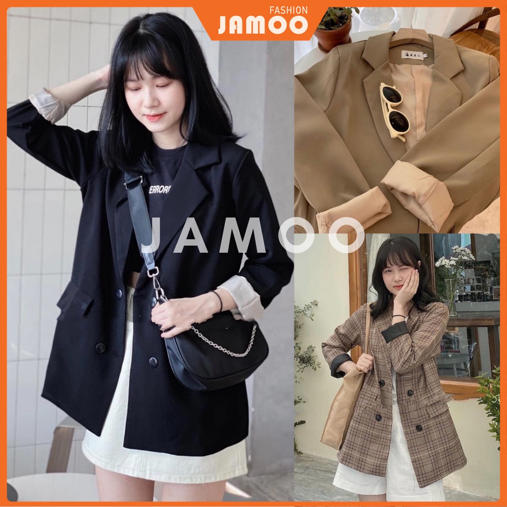 ÁO VEST NỮ , ÁO BLAZER HÀN QUỐC 2 LỚP TÚI NẮP JAMOO(ảnh thật/sẵn/có video)