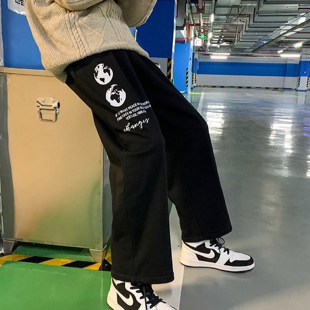 ❤️ Giá sỉ - mẫu hót ❤️ Quần Jogger in hình trái đất ống suông nam nữ unisex form rộng rút dây bo gấu vải mịn mềm mát