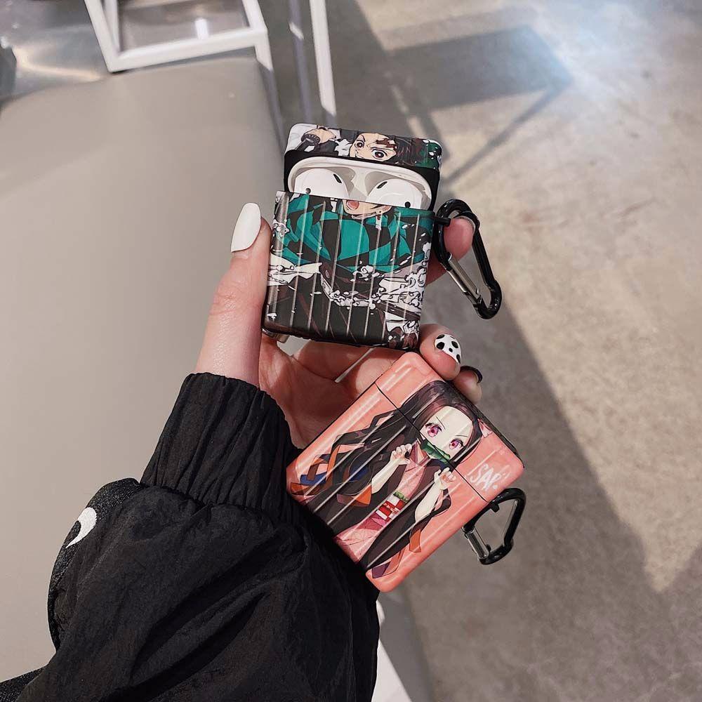 TWINKLE Cartoon Anime Demon Slayer Shockproof Earphone Cases Airpods Cases Headphone Protect Cover Kamado Tanjirou Anime Charging Case Silicone for Airpods pro 3 Bluetooth Headset Case/Multicolor