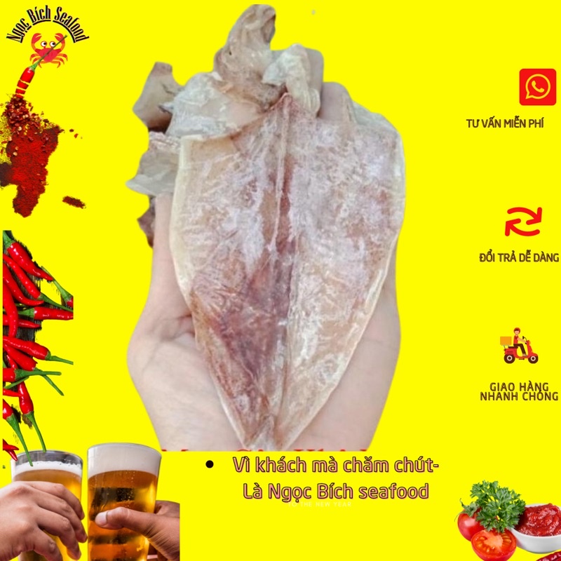[CỰC NGON NGỌT] Mực Khô Câu Vân ĐồnTo Bằng 4 Ngón Tay, Chất Lượng, giá rẻ bất ngờ