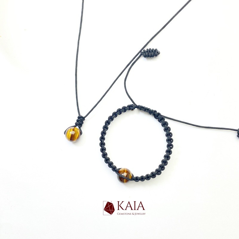 Bộ trang sức phong thủy handmade cho người mệnh Thổ  màu Vang Nâu - mệnh Kim - KAIA - HMV0001