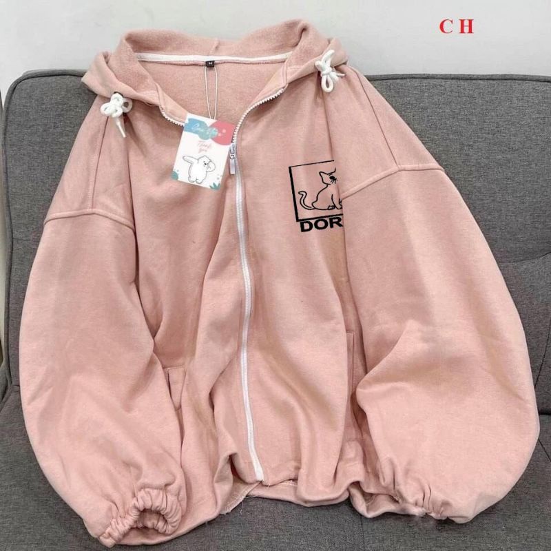 Áo khoác hoodie Dorri Ulzzang🌵áo nữ thu đông form rộng dài vải nỉ êm