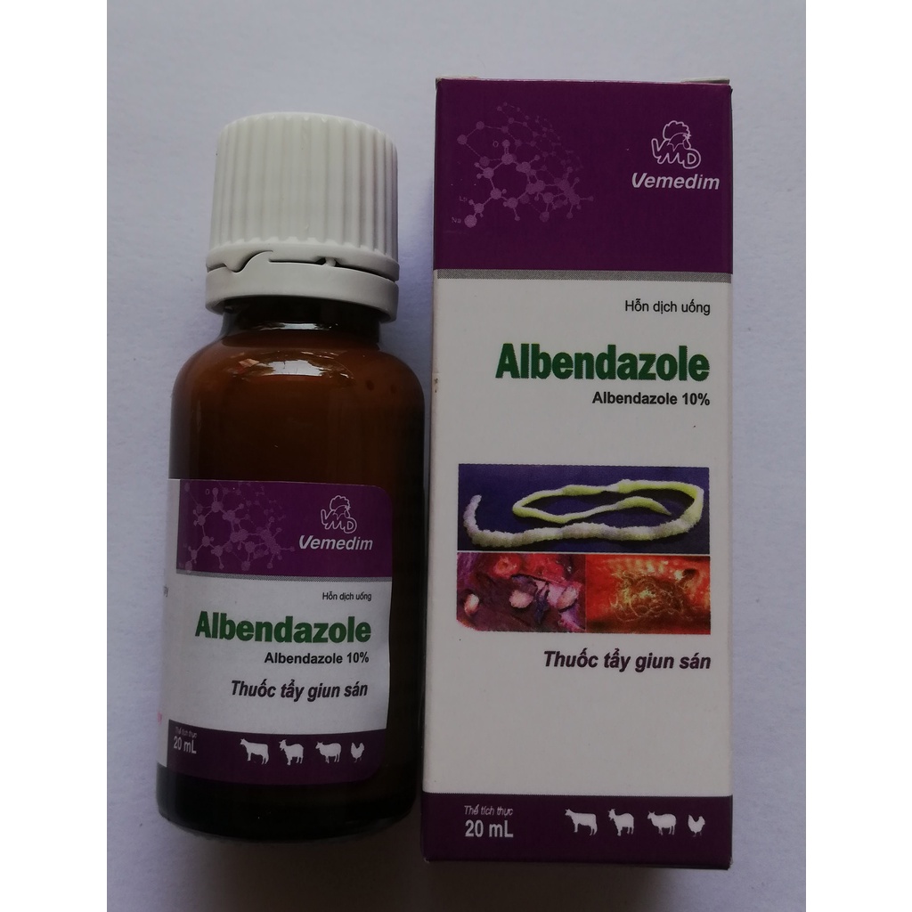 Albendazole 20ml và Bát ăn dùng cho chó, mèo