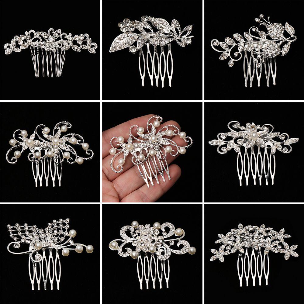 MELODG Lược Cài Tóc Hình Hoa Đính Pha Lê Cho Cô Dâu