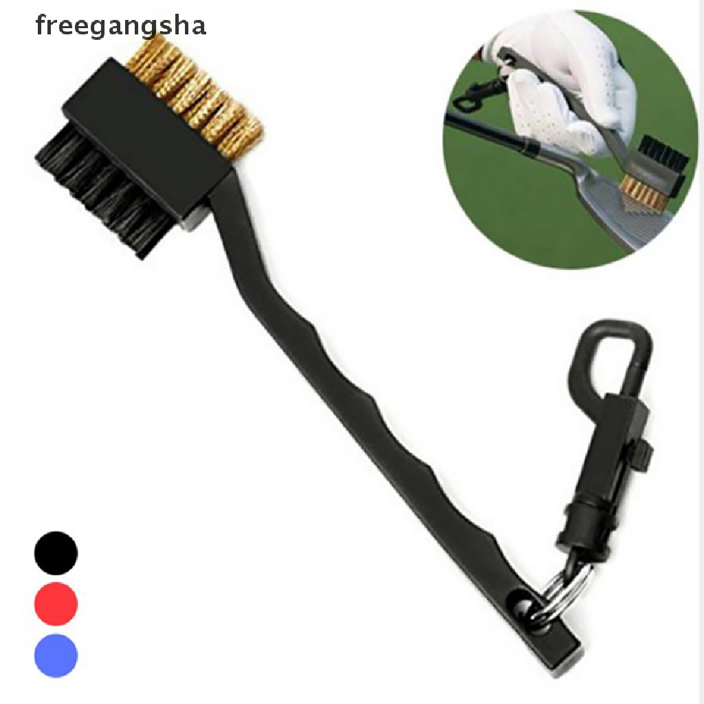 [FREG] 2 Sided Brass Wires Nylon Cleaning Kit Tool Golf Brush Clip Groove Ball Cleaner FDH