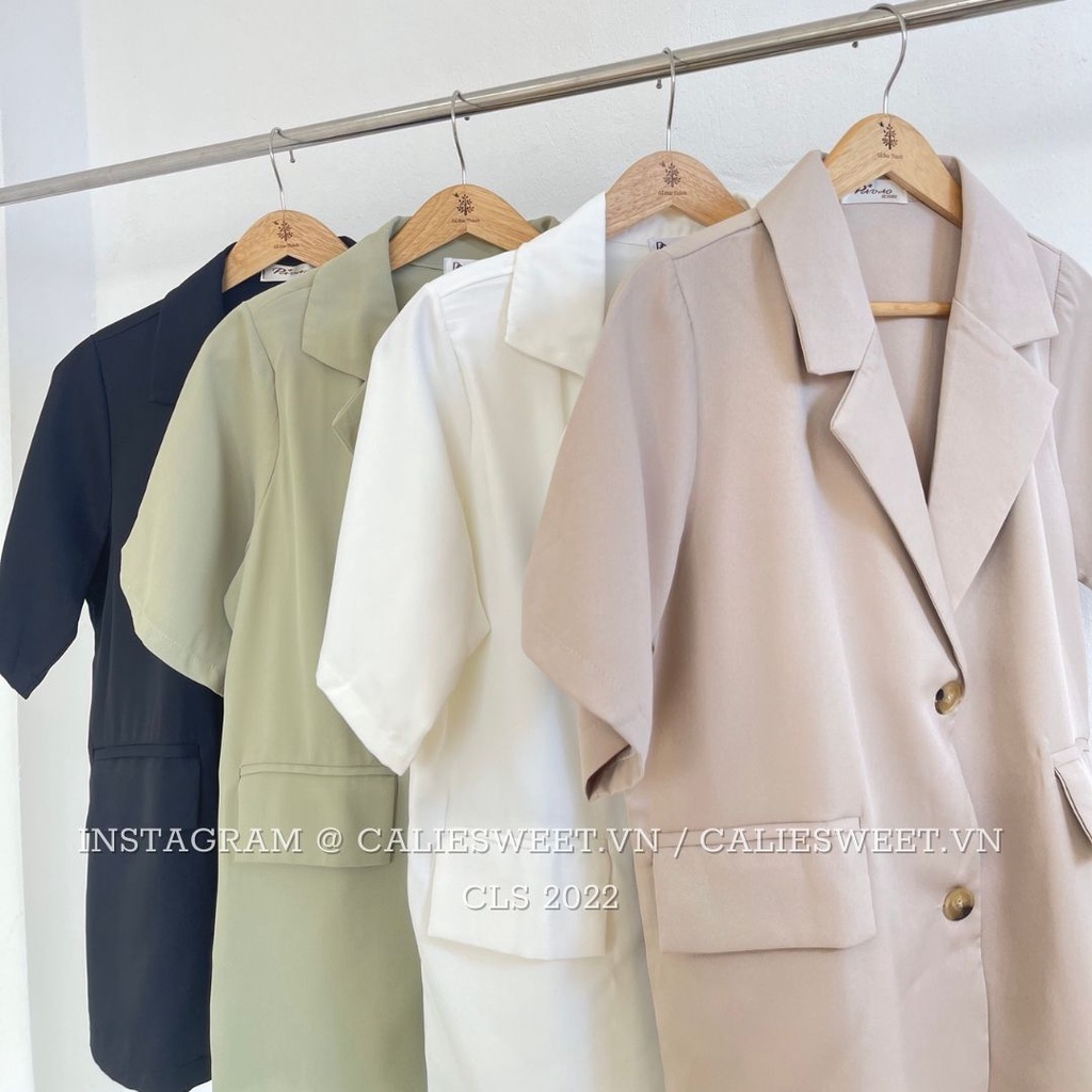Áo blazer nữ tay ngắn Caliesweet áo khoác blazer nữ có độn vai