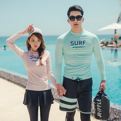 Couple diving matching jellyfish clothing long-sleeved beach pants