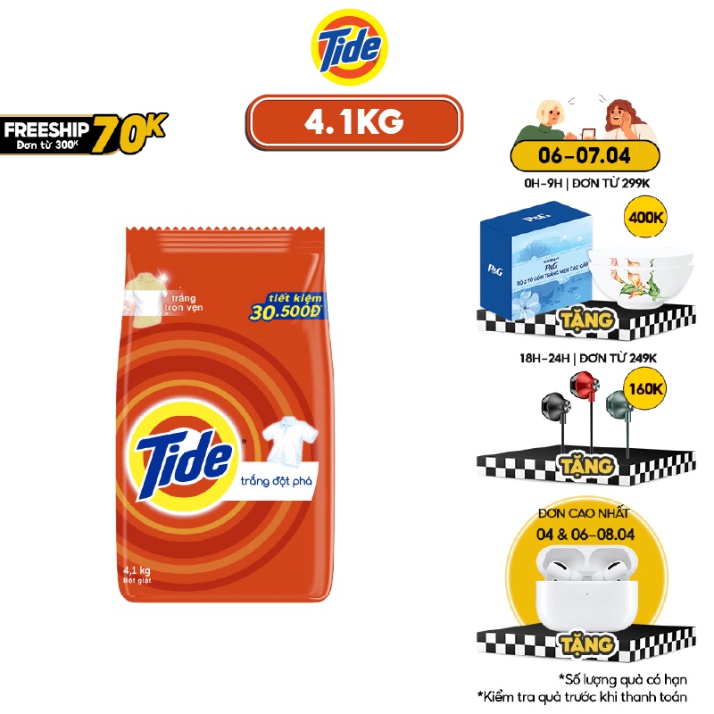 Bột giặt Tide Trắng Đột Phá Túi 4.1kg