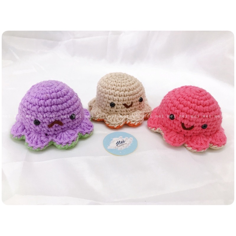 BẠCH TUỘC CẢM XÚC bằng len 🐙 Made by Mei- Reversible octopus handmade móc khoá xinh xắn