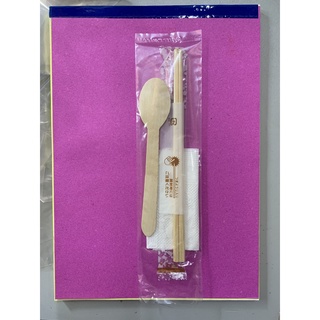 set 100 thìa gỗ đũa vát 21cm đóng OPP giấy ăn Hoa Lư