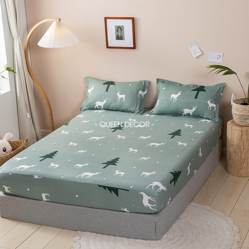 Bộ Ga Giường và 2 Vỏ Gối 💖Bộ drap giường 3 Món M2. M4. M6. M8. cotton 3D Bo Chun Miễn Phí, Được chọn mẫu - Queen Decor | BigBuy360 - bigbuy360.vn