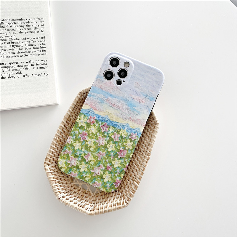 For Huawei P40 Pro P30 P20 Soft TPU an oil painting Sea of flowers pattern Phone Cases For Huawei Nova 7i 7T 7 6 5 4 3 Mate 40 30 20 Mobile Phone Back Cover