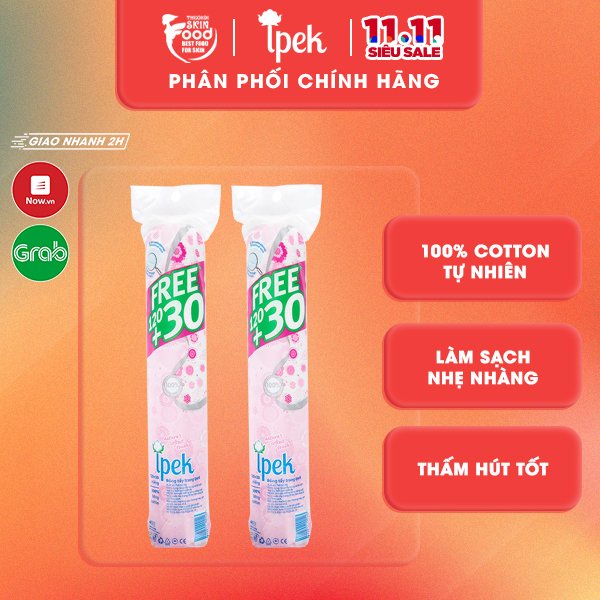 [Mã 1511FMCGSALE giảm 8% đơn 500K] Bông tẩy trang 100% cotton Thổ Nhĩ Kỳ Ipek Klasik Cotton Pads (80/130/150 miếng)