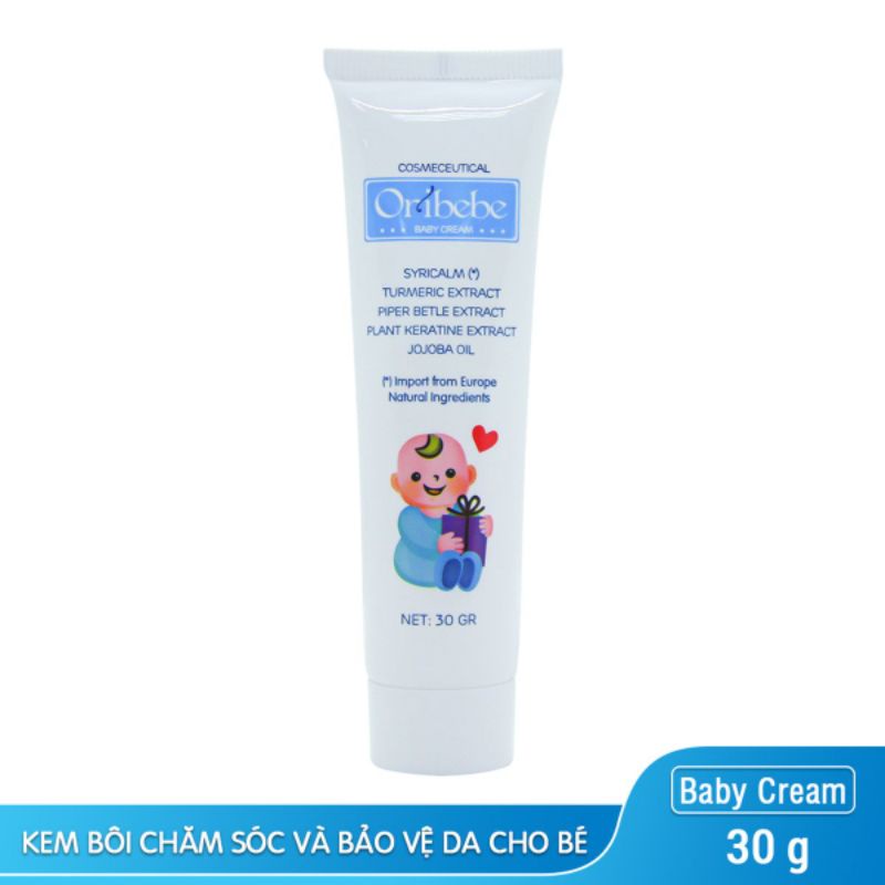 Kem em bé Oribebe Tuýp 30g - Giúp dưỡng ẩm da ngăn ngừa rôm sẩy mụn nhọn, mẩn ngứa, viêm da, hăm tả cho trẻ