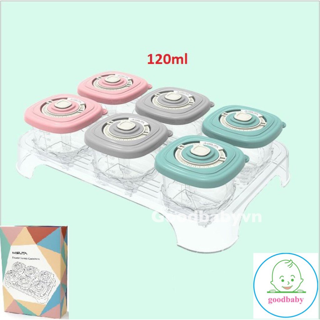 Set 6 hộp trữ đông,bảo quản đồ ăn cho bé cao cấp tiện dụng Goodbabyvn