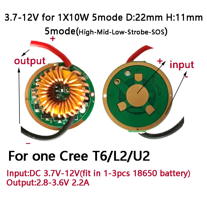 1 Chiếc Trình Điều Khiển Đèn Pha LED Cree XPE XRE XPG2 Q5 XML L2 T6 18650 XHP50 XHP70