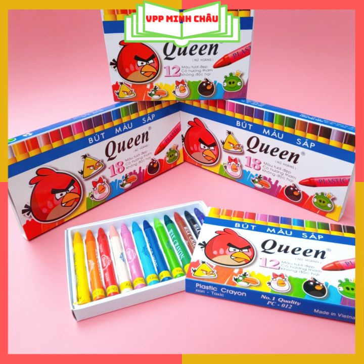 Bộ Sáp Màu Queen [ 𝐌𝐮̀𝐢 𝐓𝐡𝐨̛𝐦 ] Tô Màu Đẹp Không BỊ Gãy -Gồm 12/18 Màu