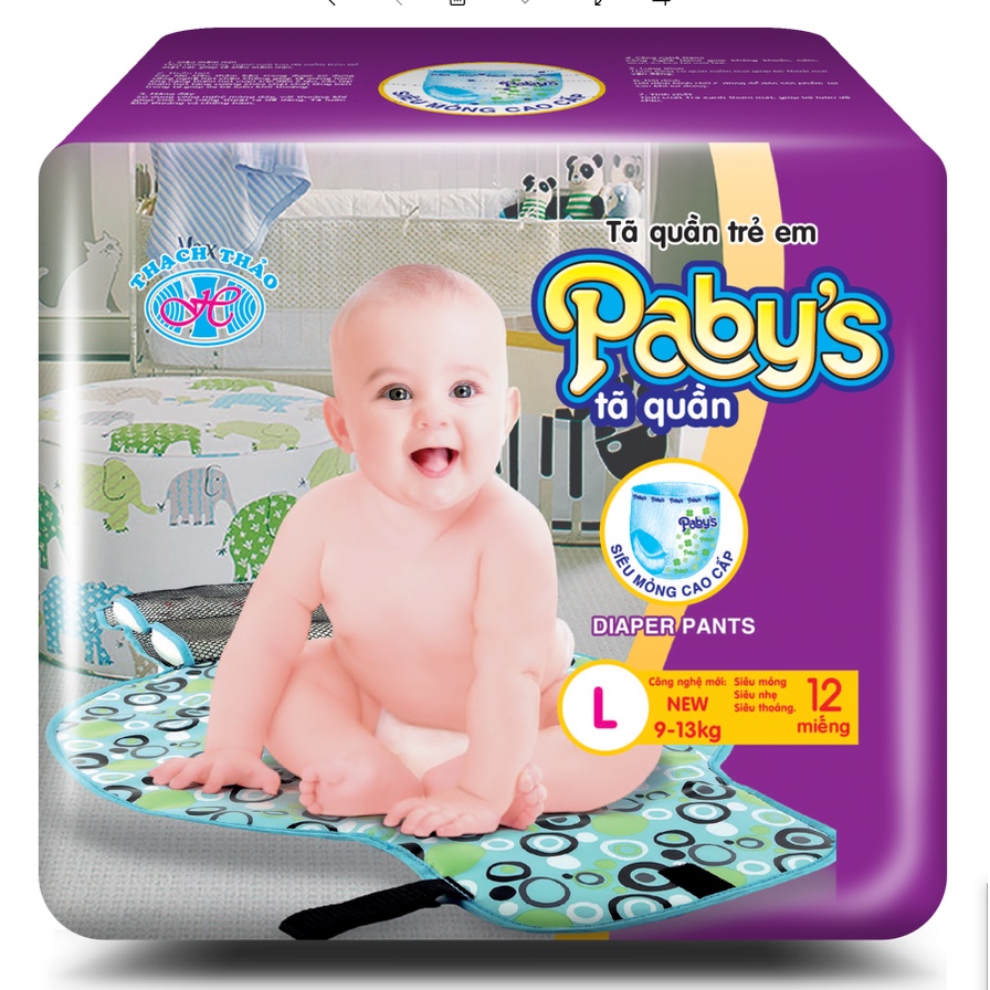 Giảm giá 120 chiếc+ KM tã quần cỡ L cho bé 9-13kg = 10 bịch Pabys