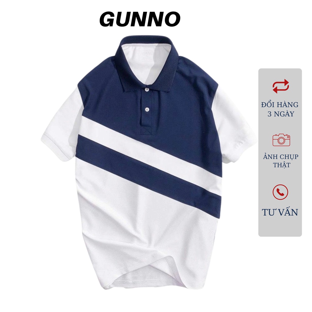 Áo polo nam GUNNO vải cvc dày dặn thấm hút nhanh bền màu không nhăn co giãn tốt nhiều màu