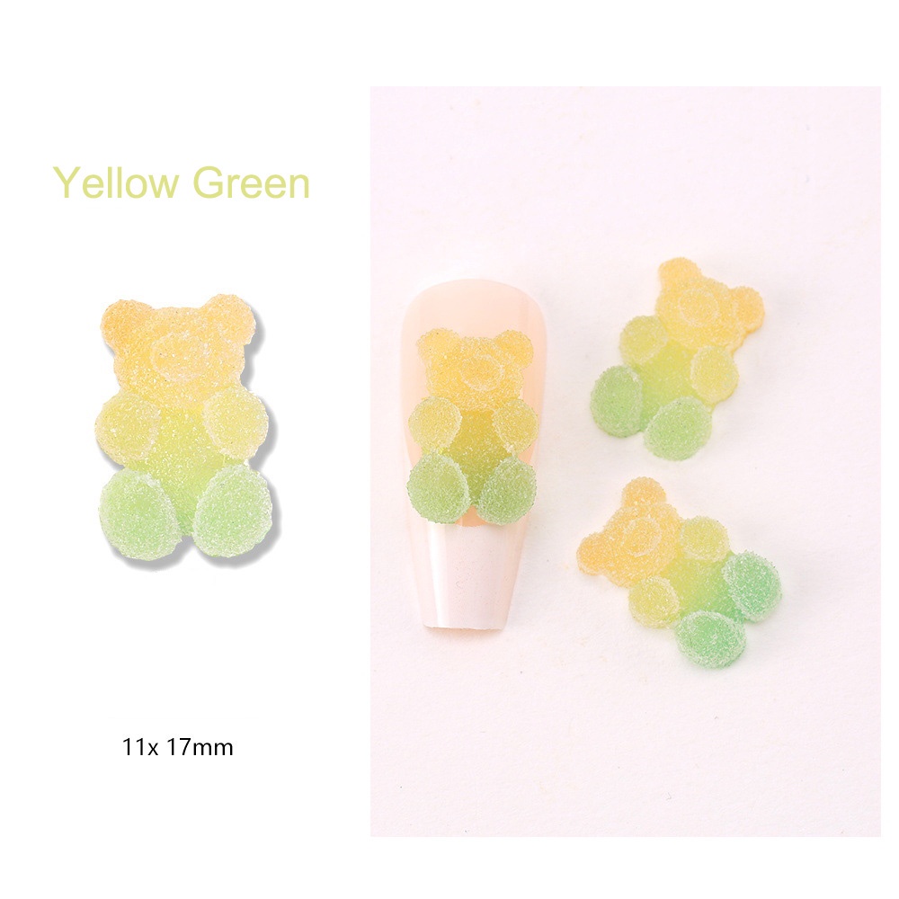 Set 20 Phụ Kiện Trang Trí Móng Tay 3D Bằng Nhựa Resin Mềm Hình Gấu Màu Gradient Phong Cách Nhật Bản Dễ Thương