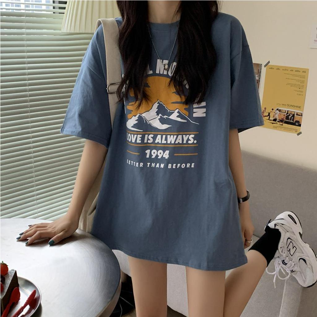 Áo Thun Ngắn Tay In Họa Tiết Phong Cách Hàn Quốc Độc Đáo Cho Nữ