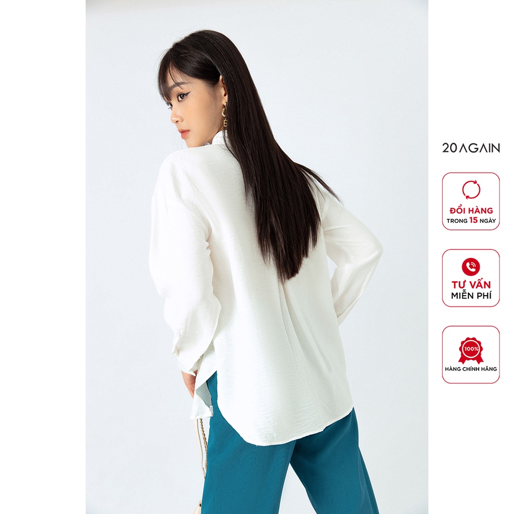 Áo sơ mi nữ dài tay cổ đức 20AGAIN, thiết kế công sở thanh lịch ASA1473