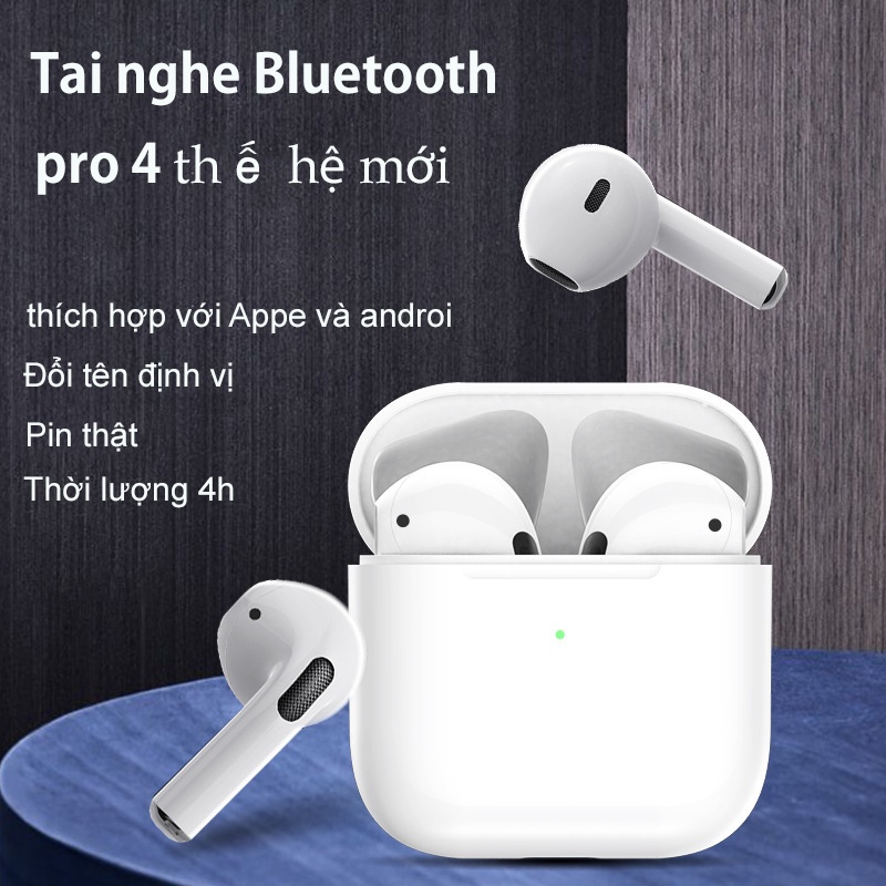 Tai nghe bluetooth Pro 4 Iphone samsung xiaomi bản Quốc Tế cao cấp định vị đổi tên Không Dây