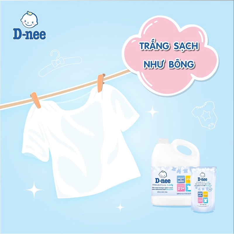 Nước giặt quần áo em bé Dnee 600ml dạng túi chính hãng Thái Lan