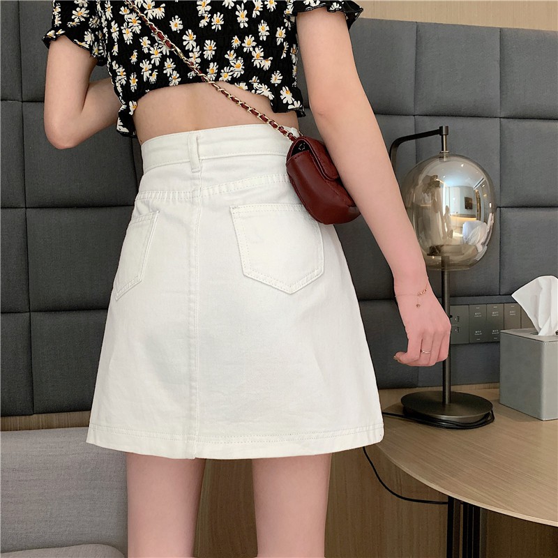 chân váy jean Dáng Chữ A Lưng Cao Thiết Kế Xẻ Tà Cá Tính | BigBuy360 - bigbuy360.vn