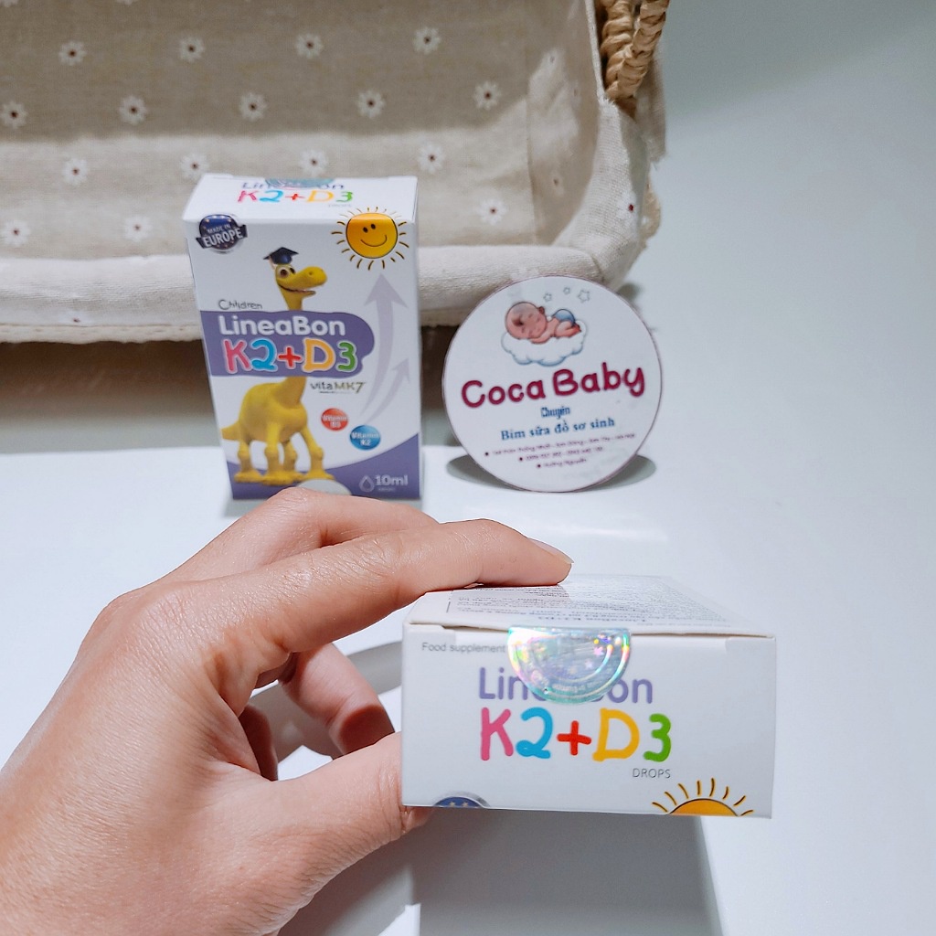Vitamin D3 K2 Lineabon Drops Chứa MK7 cho bé tăng hấp thu Canxi, chắc khỏe xương, răng Dùng cho bé từ sơ sinh⚡FREESHIP