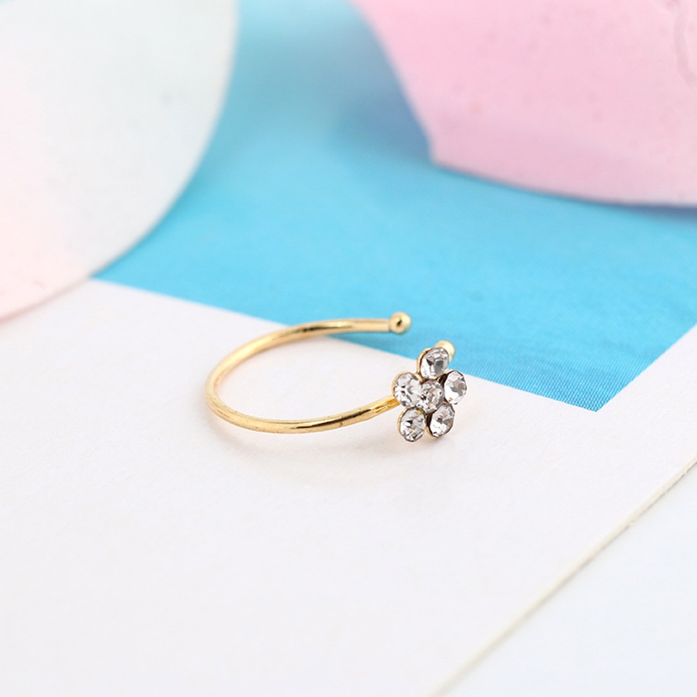 Khuyên Mũi Hình Hoa Đính Đá Màu Vàng/Bạc Phong Cách Thanh Lịch Dành Cho Nam Và Nữ