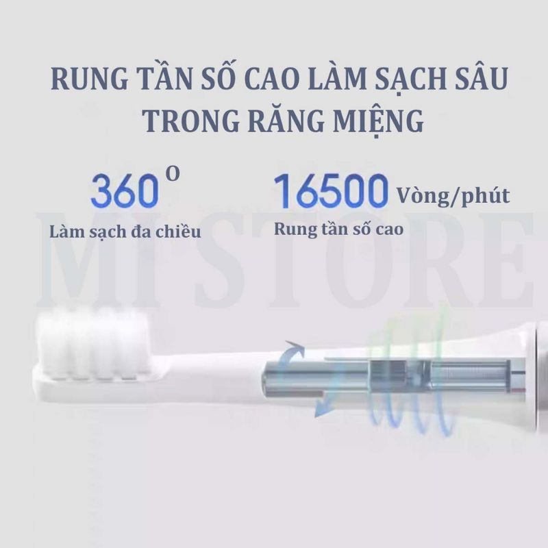 [CHÍNH HÃNG] Bàn chải điện Xiaomi Mijia T100 bảo vệ nướu, pin sạc, kháng nước IPX7