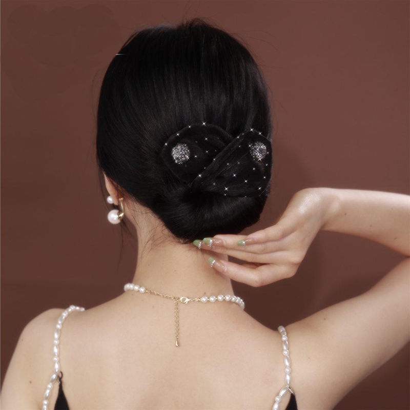 Kẹp Tóc Vải Màu Đen Thời Trang Mùa Hè dây buộc tóc hoa