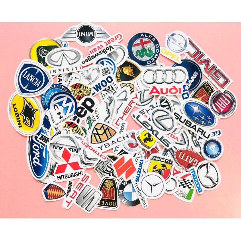 bộ 10-50 hình sticker logo thương hiệu xe decal ( random hình )