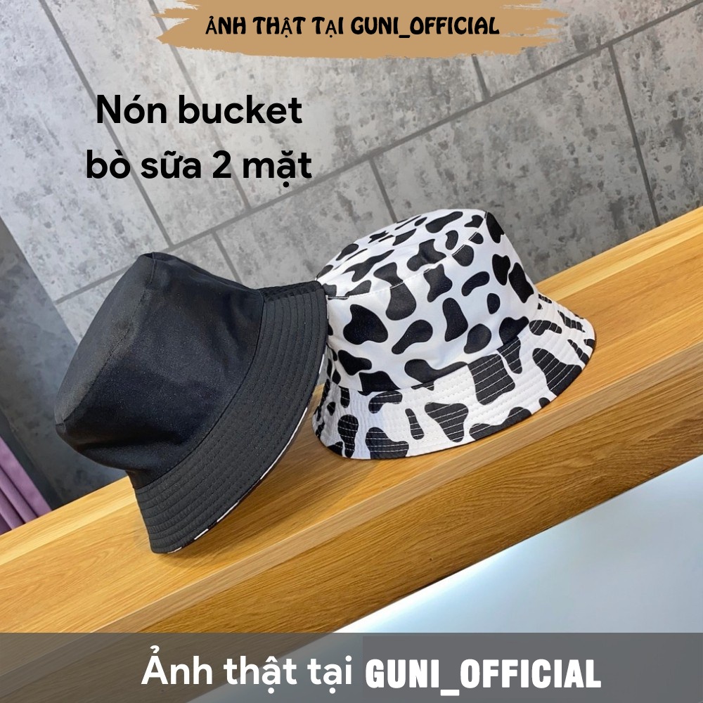 Mũ bucket bò sữa GUNI phù hợp cả nam nữ, vành nón tai bèo 2 mặt QM121