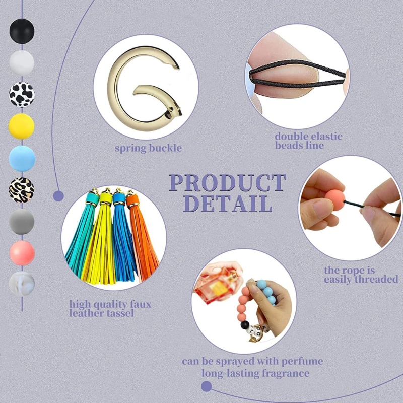 Hạt Silicone Xỏ Dây Tua Rua Làm Trang Sức Thủ Công DIY