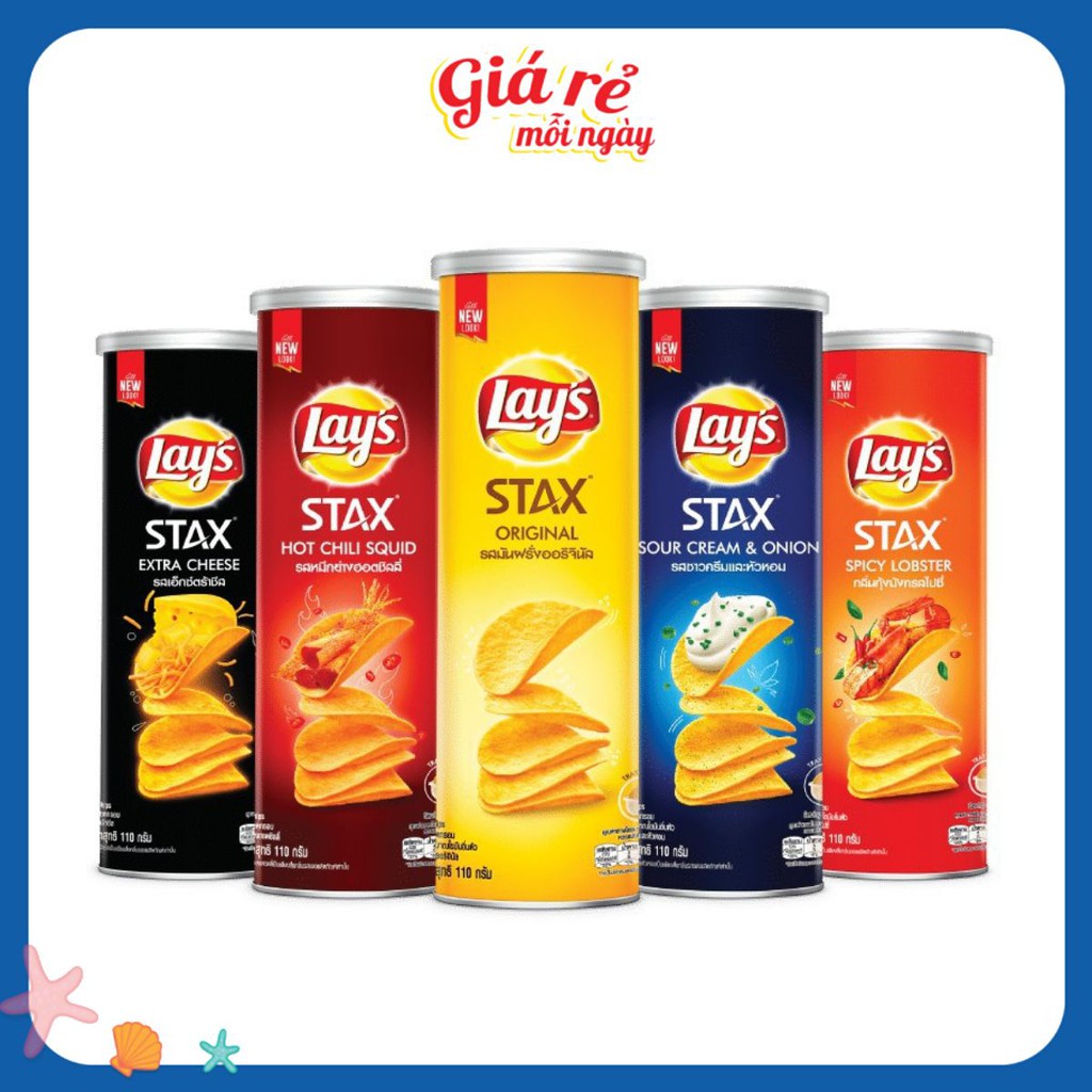 Bánh snack khoai tây lon Lay's Stax 100g – 6 vị