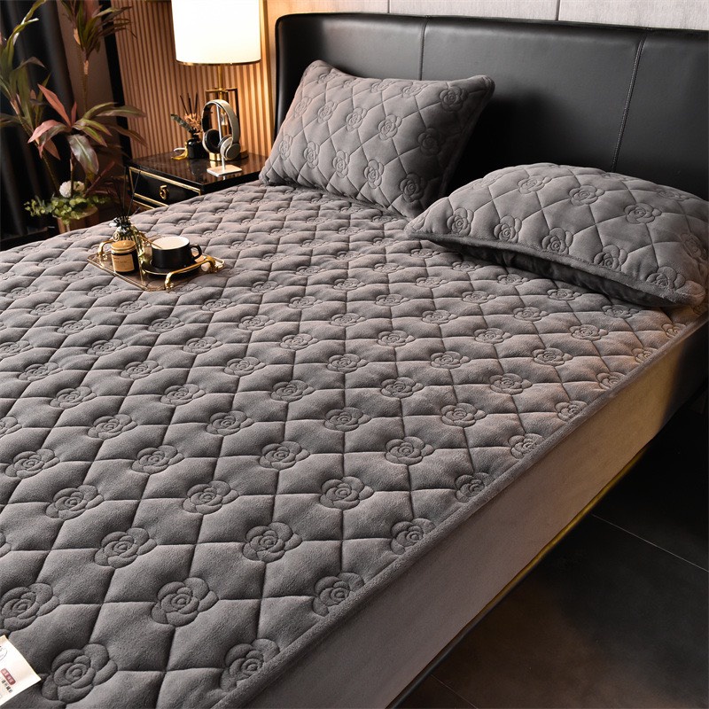 Ga gối nỉ nhung sữa trần bông nhập khẩu cao cấp 2022, ga giường bọc đệm bo chun kèm đôi vỏ gối cao cấp siêu mềm mịn