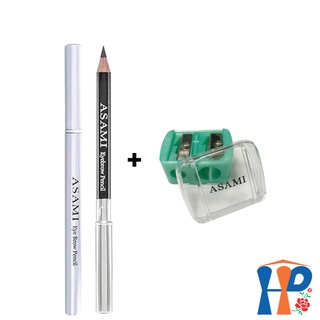 Chì mày Asami Eyebrow Pencil & Sharpeners (Combo 2 Chì vẽ mày gỗ & Chuốt bút chì, bền màu) Hani Peni